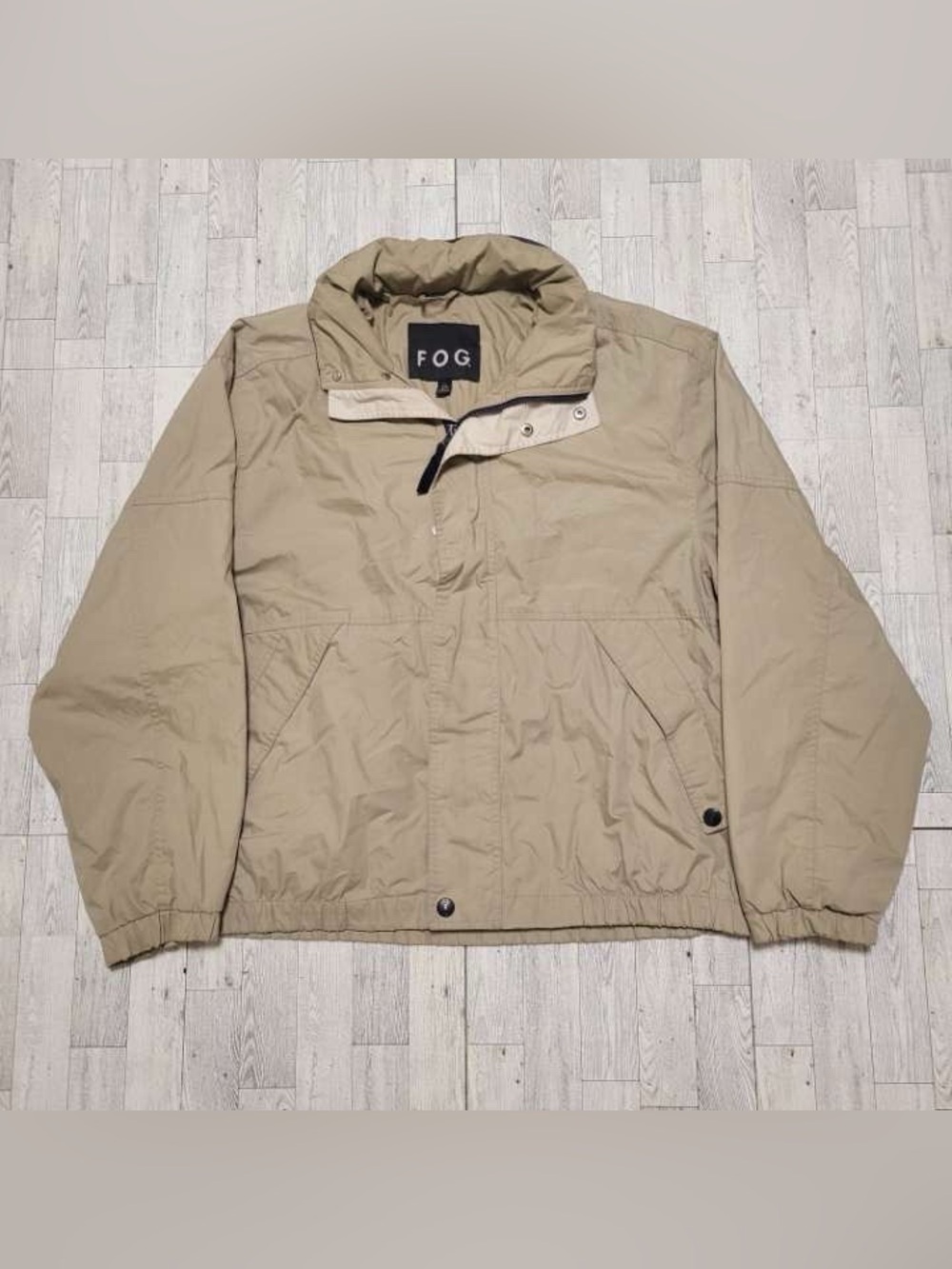Men's Y2K FOG Storm Essential Khaki Athletic Jacket Utility Windbreaker Size L